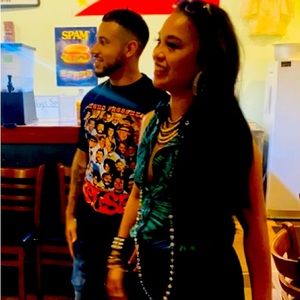 Tropical Sleeveless Button Up Blouse.